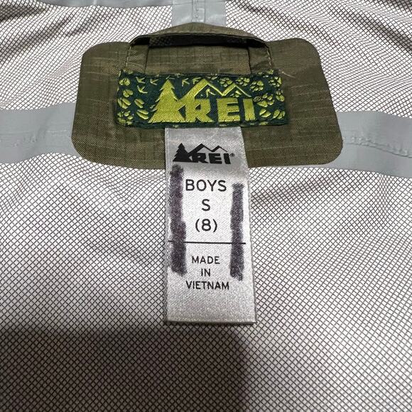 REI Jacket Kids Youth Small 8 Green Rain Hooded Coat Nylon - Picture 8 of 10